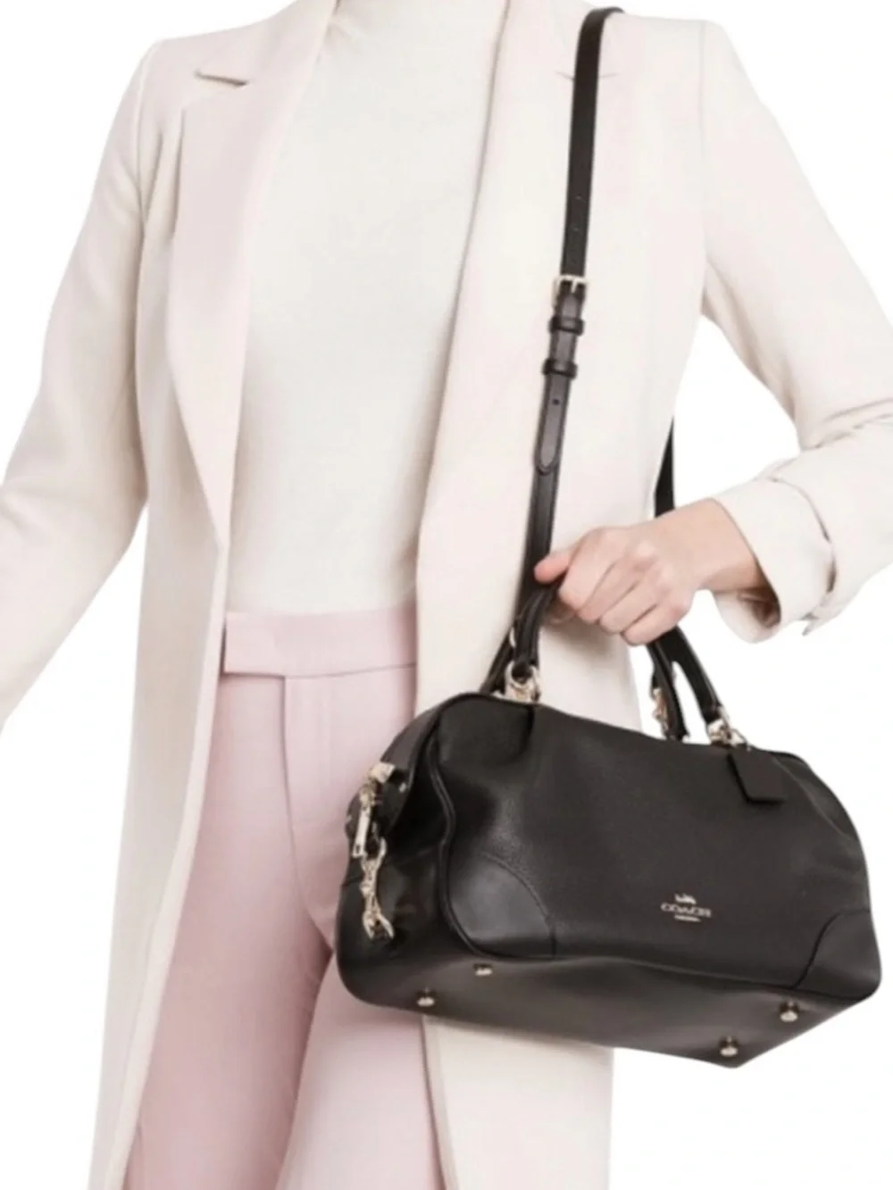 EUC Coach Lane Black Leather Satchel With Gold-Tone Hardware Dustbag Included - Picture 5 of 16